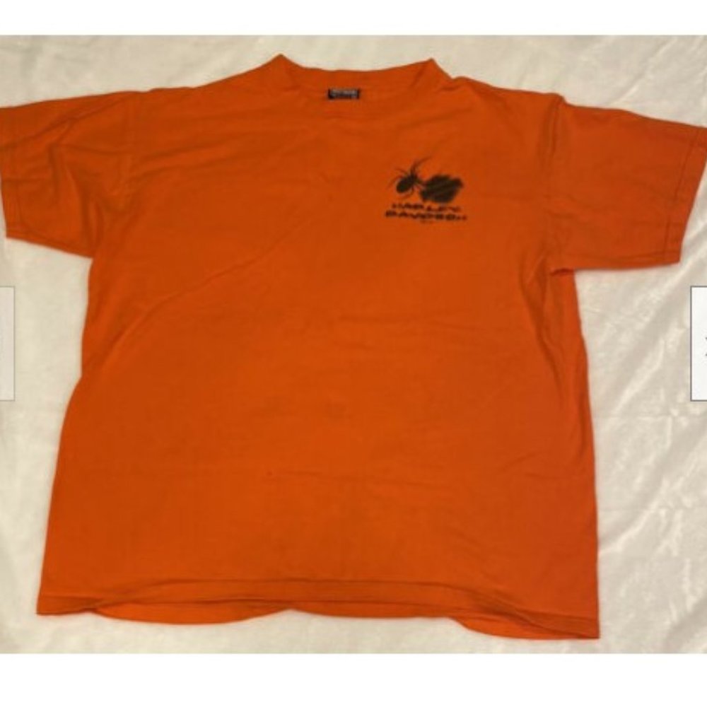 Harley Davidson Orange 2001 Holoubek Spider T Shirt Mens XL Motorcycle Daytona